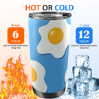 Fried Eggs - 20oz Mobile Tumbler with Lid (Black Lock) 20oz Travel Mug Food Printed Offshore