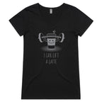 I Can Lift A Latte - Womens V-Neck T-Shirt Black Womens Active V-Neck T-shirt Fitness Printed In Australia