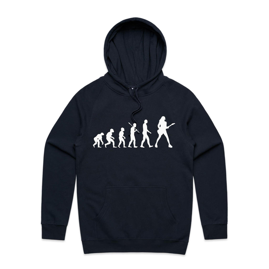 Guitarist Evolution - Mens Hoodie Navy Mens Hoodie Music Printed In Australia
