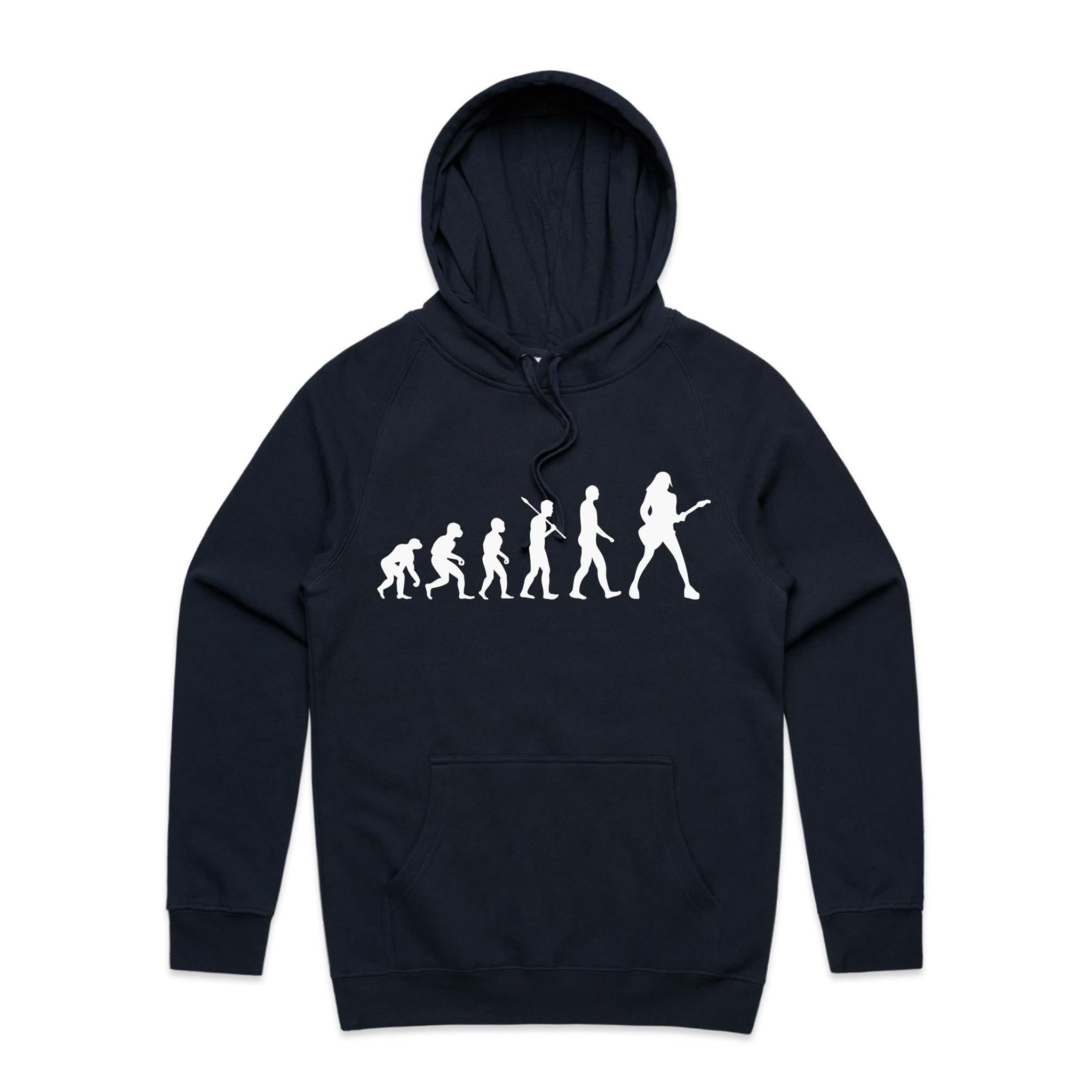 Guitarist Evolution - Mens Hoodie Navy Mens Hoodie Music Printed In Australia