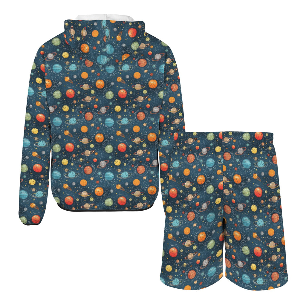 Galaxy Men's Lightweight Sun Hoodie & Shorts Set Men's Lightweight Sun Hoodie & Shorts Printed Offshore Space