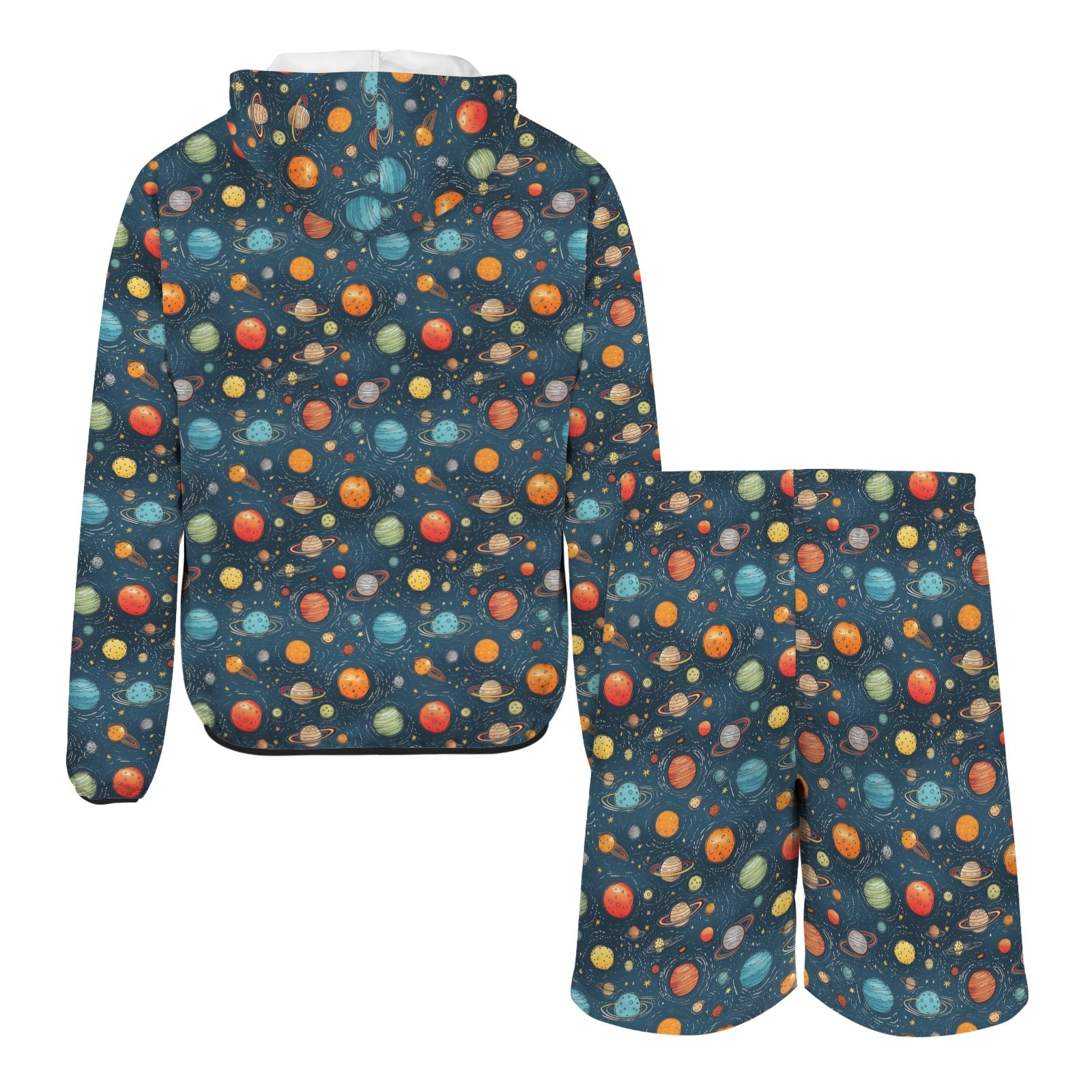 Galaxy Men's Lightweight Sun Hoodie & Shorts Set Men's Lightweight Sun Hoodie & Shorts Printed Offshore Space