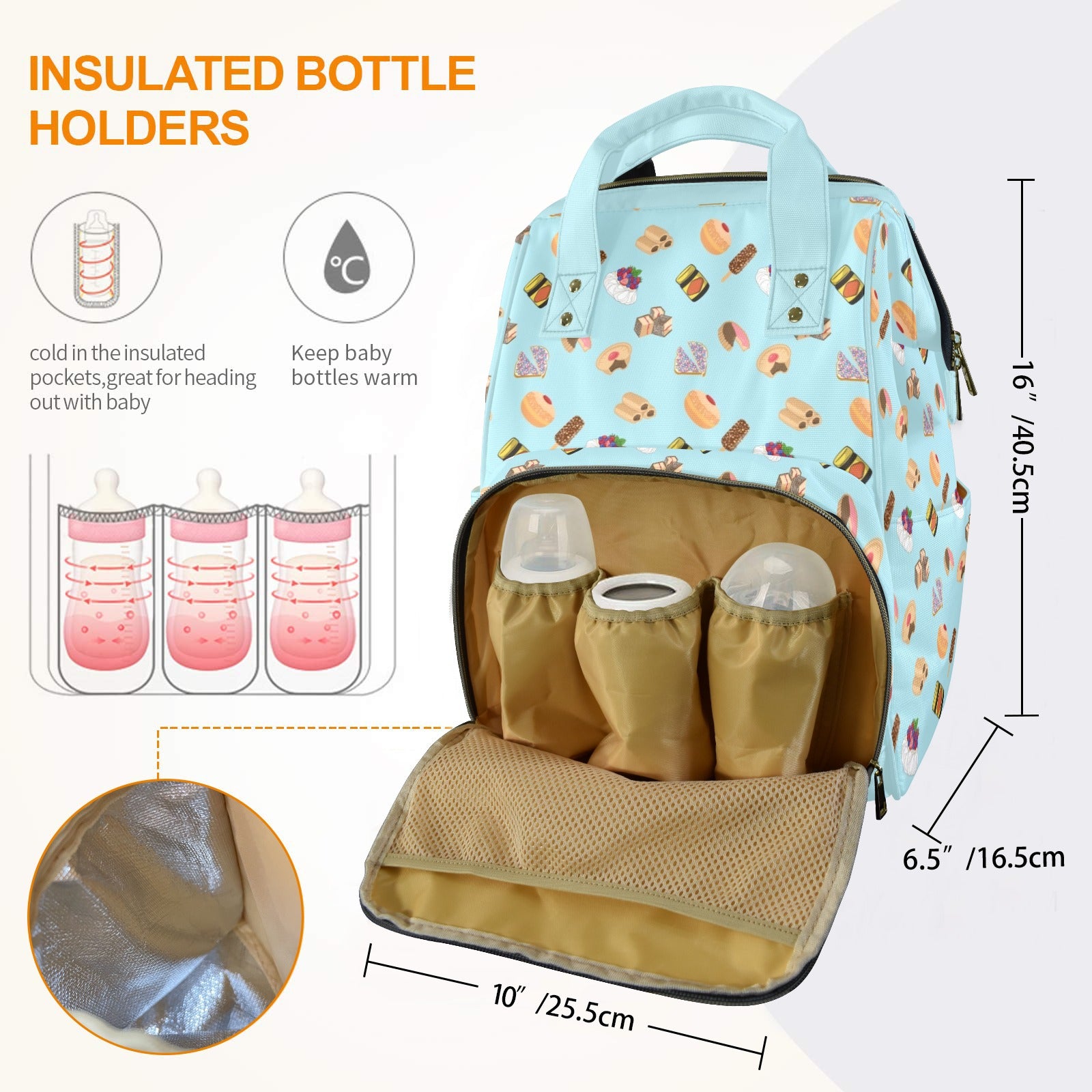 Classic Aussie Food Icons Multi-Function Backpack, Nappy / Diaper Bag Multi-function Backpack, Nappy / Diaper Bag Australia Food Printed Offshore