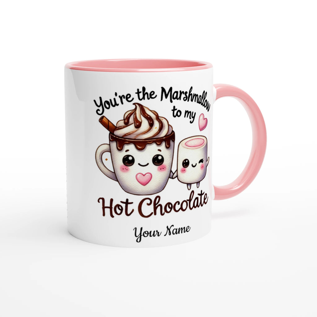 Personalised - You're The Marshmallow To My Hot Chocolate, Valentine - White 11oz Ceramic Mug with Colour Inside Personalised 11oz Mug