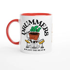 Personalised - Drummers - White 11oz Ceramic Mug with Colour Inside Ceramic Red Personalised 11oz Mug customise Globally Fulfilled Music personalise Plants