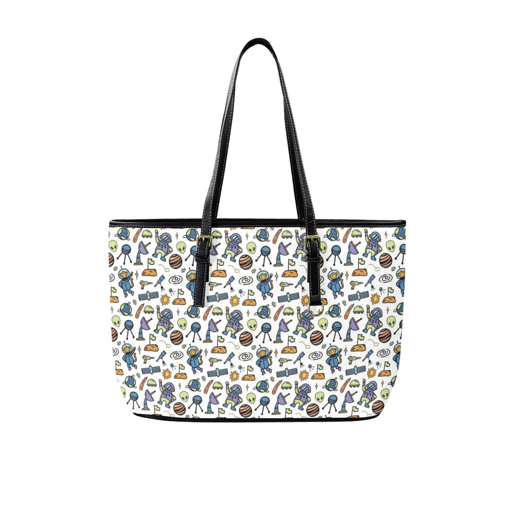 All About Space PU Leather Tote Bag Large One Size Leather Tote Bag-Large Printed Offshore Sci Fi Space