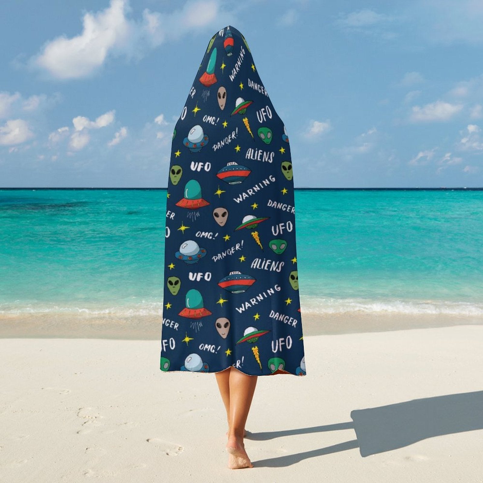 UFO's And Aliens Kids Hooded Blanket 100cm x 130cm Kids Hooded Blanket Printed Offshore Sci Fi