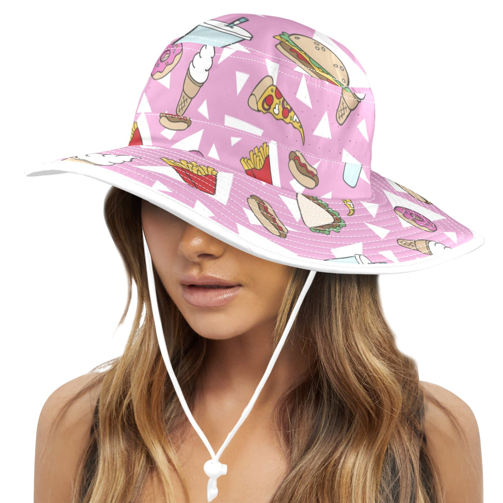 Fast Food Wide Brim Bucket Hat Wide Brim Bucket Hat Food Printed Offshore
