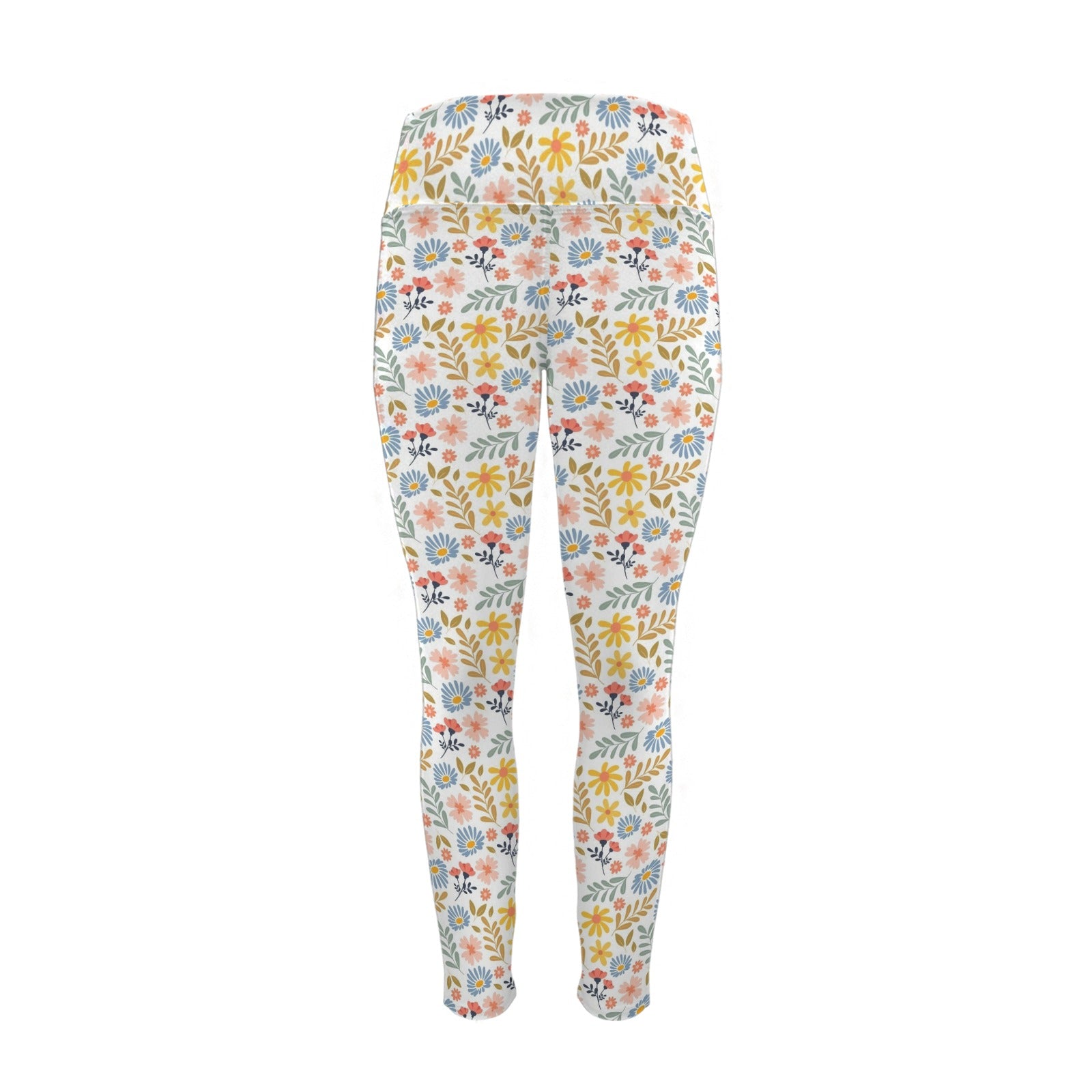 Boho Flowers And Leaves Women's High Waist Pockets Yoga Leggings Women's High Waist Pockets Yoga Leggings Plants Printed Offshore