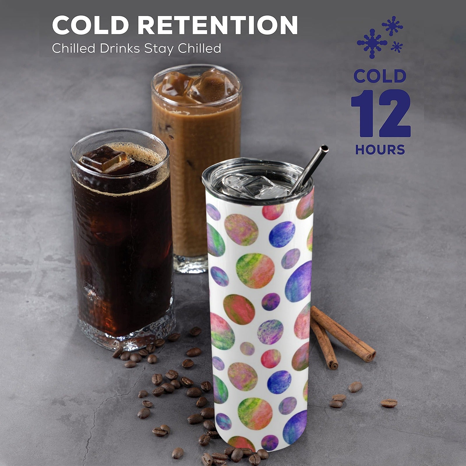 Watercolour Planets 20oz Tall Skinny Tumbler with Lid and Straw