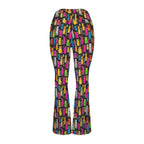Colourful Cats High Waist Crossover Tummy Control Flare Leggings High Waist Flare Leggings animal Printed Offshore