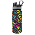 Bright Paw Prints Insulated Water Bottle with Dual-Use Lid (18oz) One Size Insulated Water Bottle with Dual-Use Lid (18oz) animal Printed Offshore