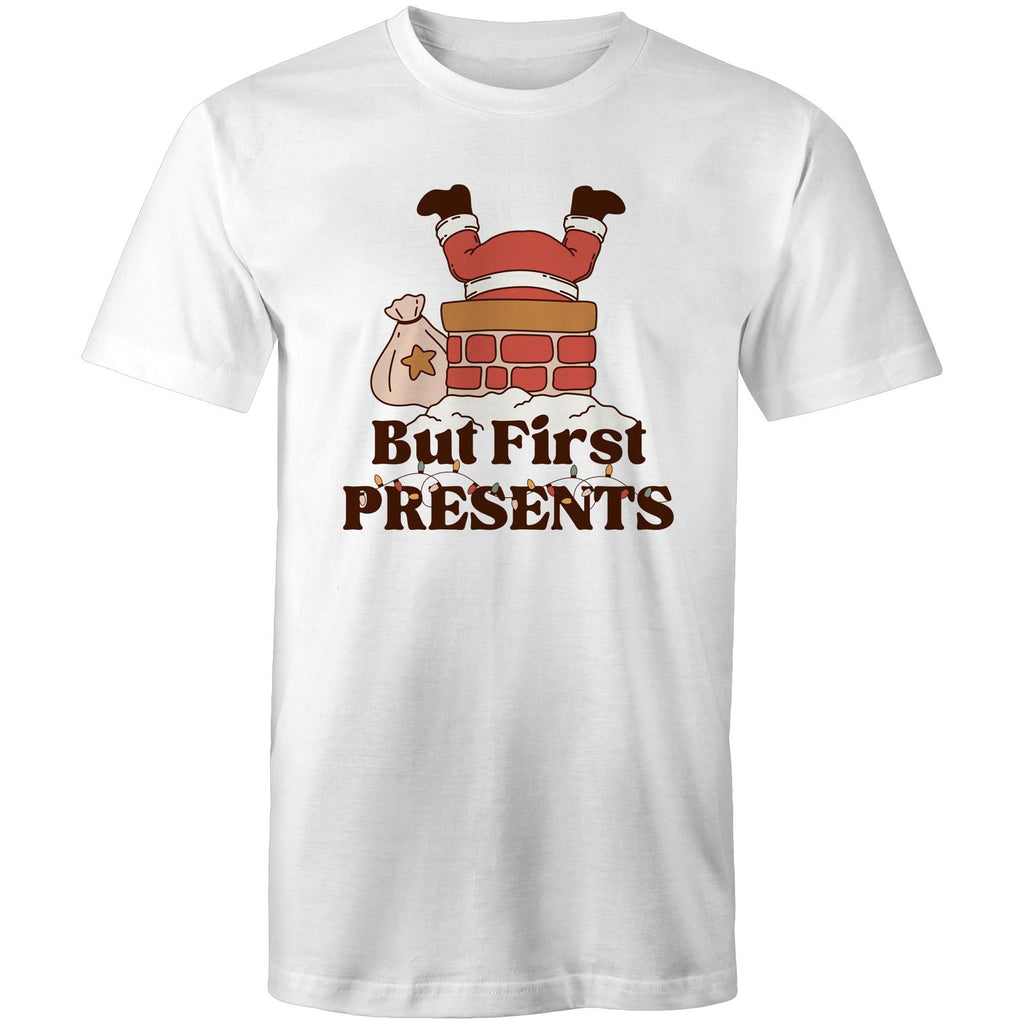 But First Presents, Santa In Chimney - Mens T-Shirt White