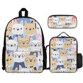 Cat Crowd Three Piece Backpack Set white One size Three Piece Backpack Set Printed Offshore