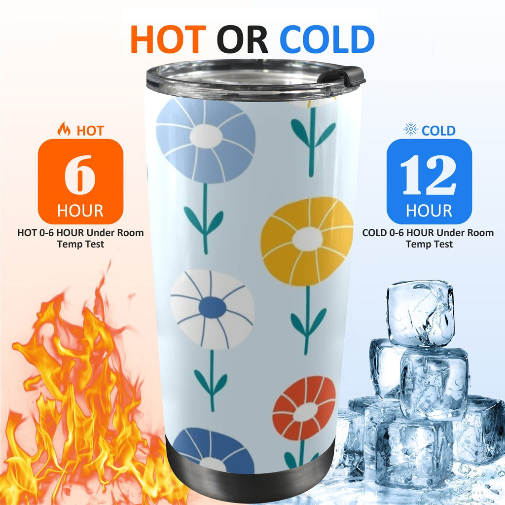 Abstract Cute Flowers 20oz Mobile Tumbler with Lid (Black Lock) 20oz Travel Mug Plants Printed Offshore