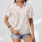 Abstract Colourful Shapes - Women's Short-Sleeve Button Up Shirt