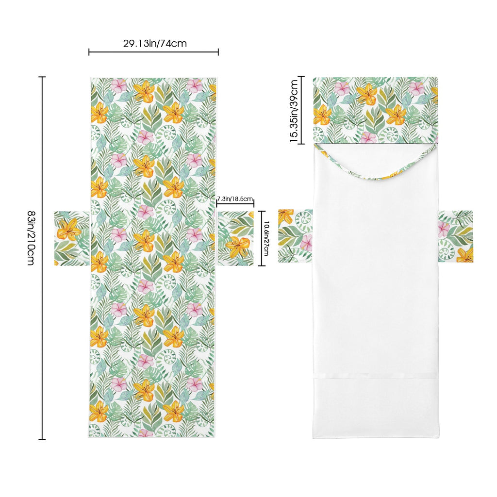 Tropical Flowers And Leaves Beach Chair Towel Cover with Side Pockets