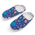 Planets On Blue Kids Cotton Slippers white Kids Cotton Slippers Printed Offshore Space