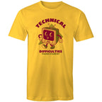 Retro TV, Technical Difficulties - Mens T-Shirt Yellow Mens T-shirt Printed In Australia Retro Tech