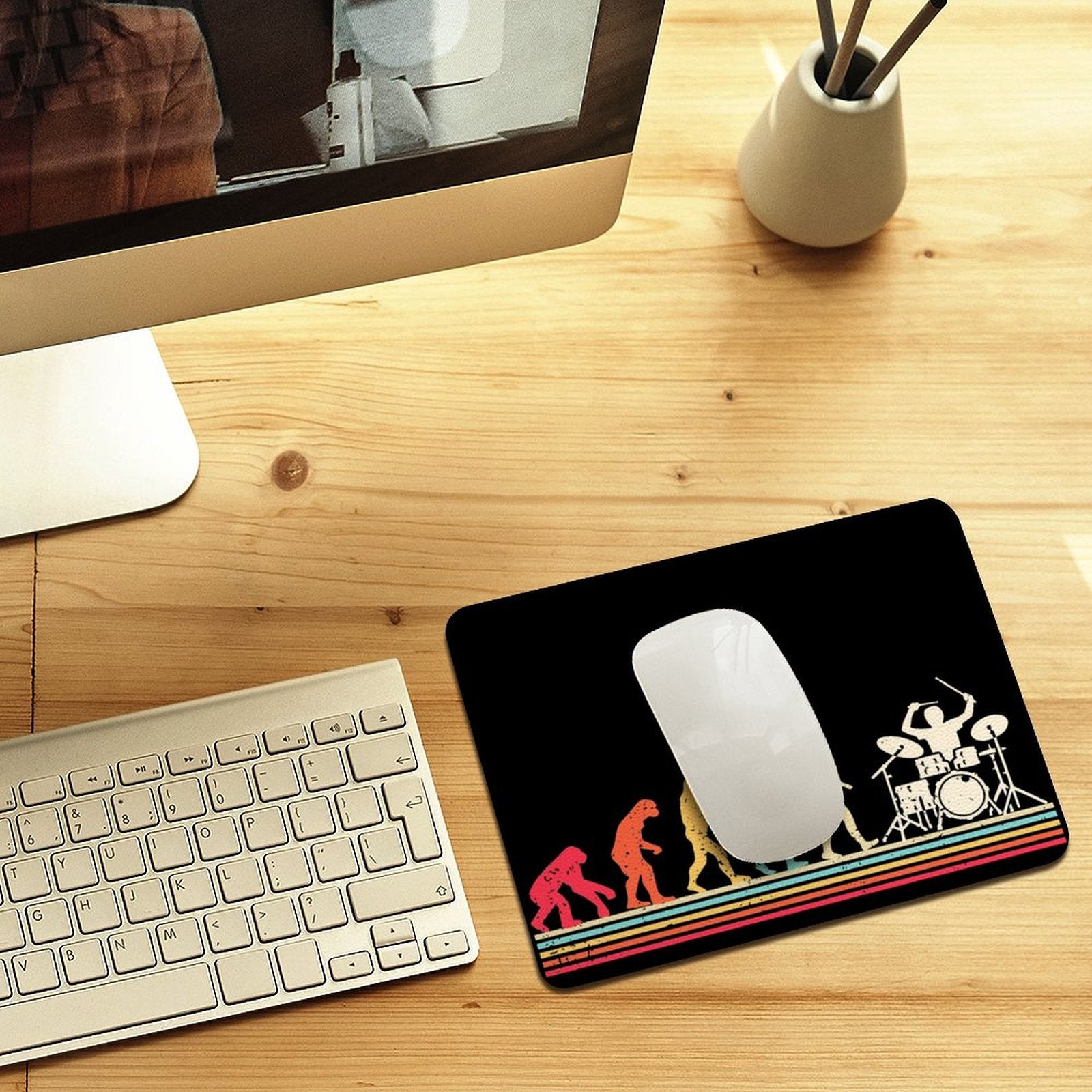 Evolution Of A Drummer Leather Mouse Pad Leather Mouse Pad Music Printed Offshore