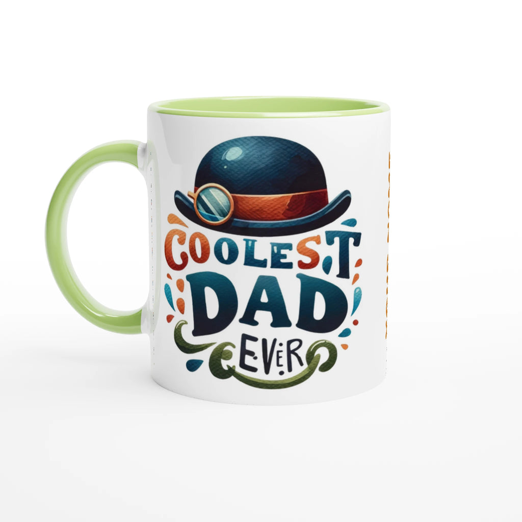 Personalise - Coolest Dad Ever - 11oz Ceramic Mug Ceramic Green Personalised 11oz Mug customise Dad Globally Fulfilled personalise