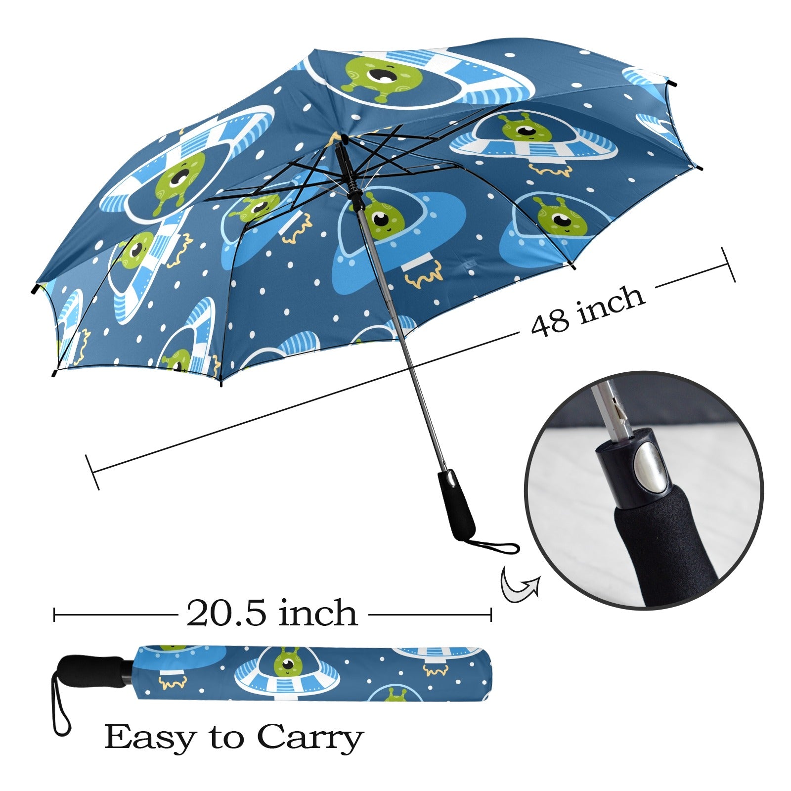 Cute Aliens in UFOs - Semi-Automatic Foldable Umbrella (Model U12) Semi-Automatic Foldable Umbrella (U12)