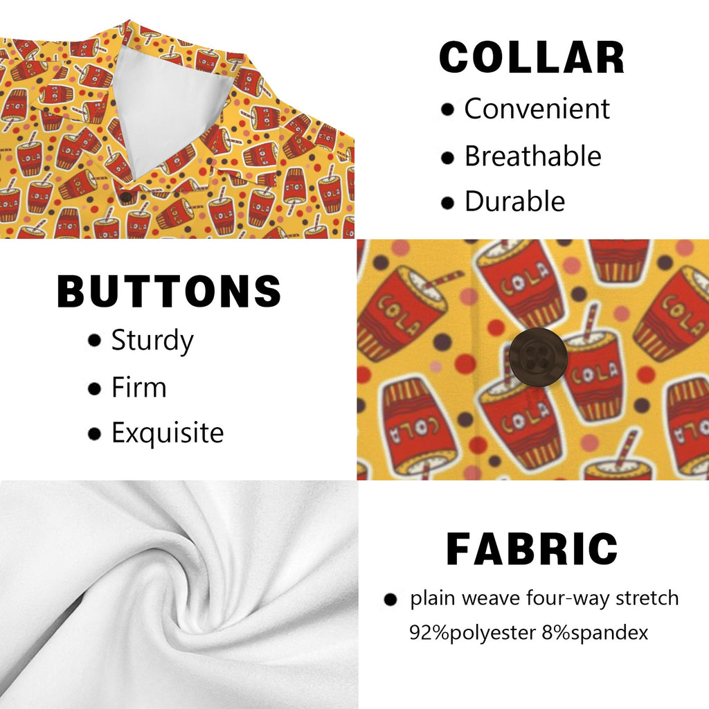 Cola Men's Short Sleeve Hawaiian Shirt Men's Hawaiian Shirt (New) Food Printed Offshore