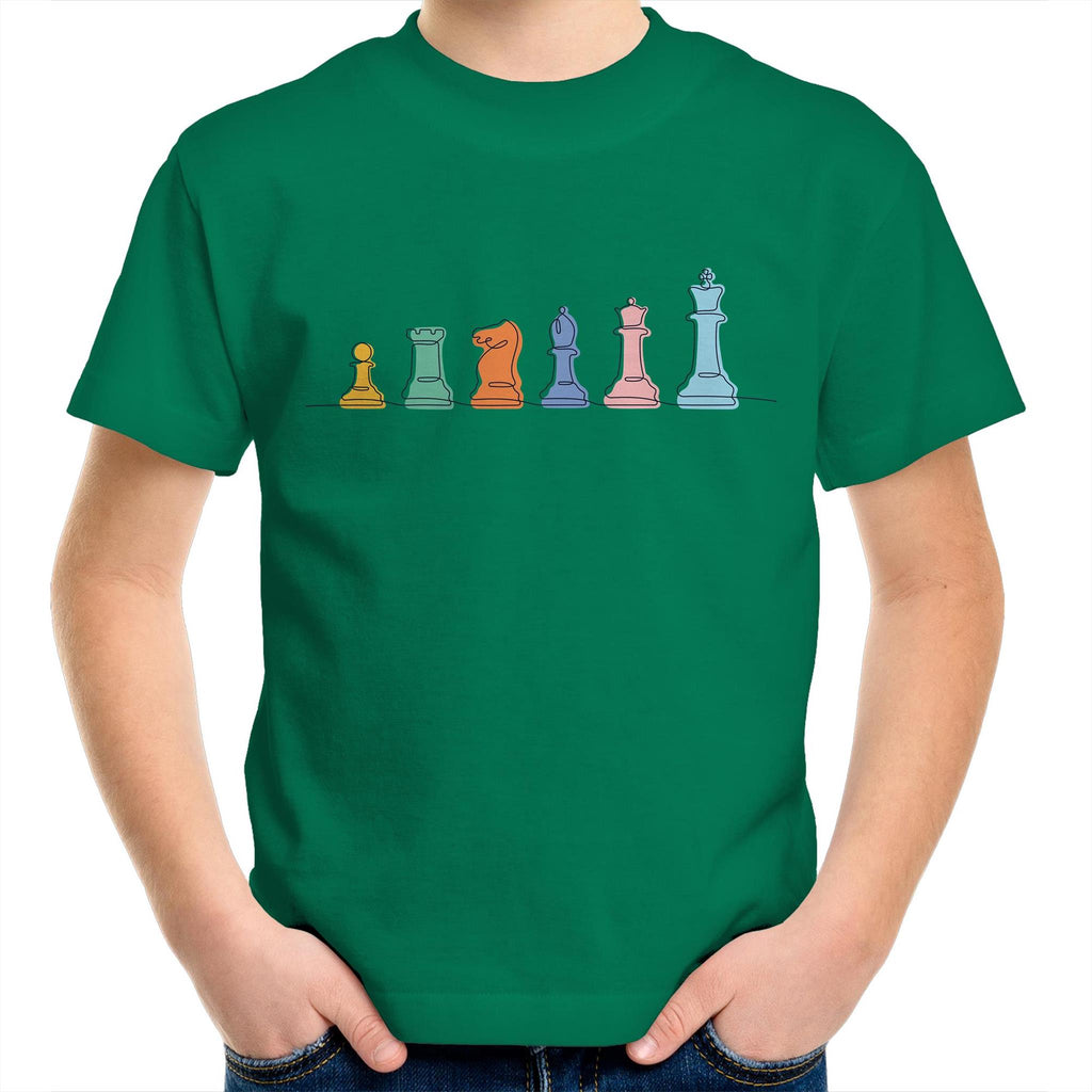 Chess - Kids Youth T-Shirt Kelly Green Kids Youth T-shirt Chess Printed In Australia