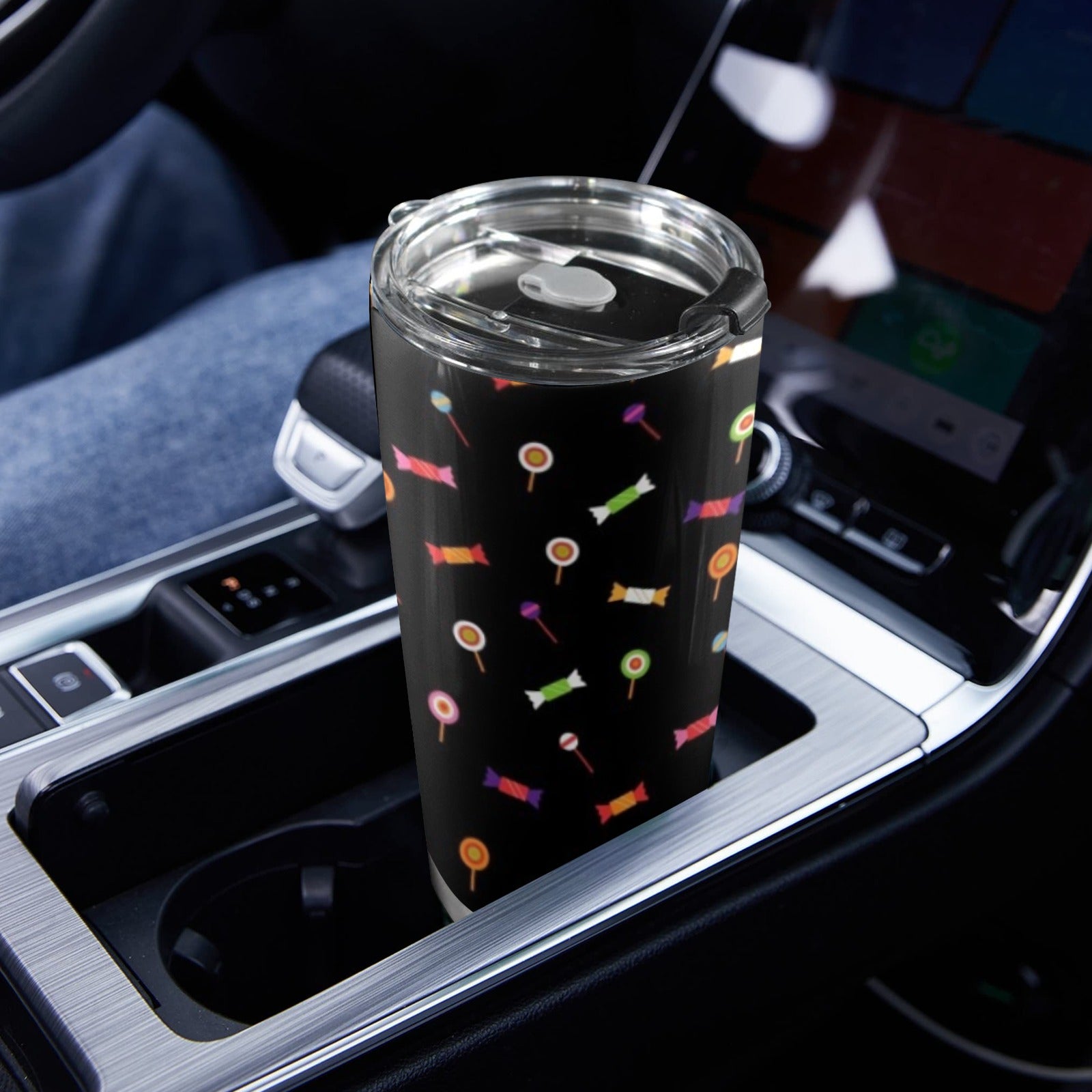 Candy - 20oz Mobile Tumbler with Lid (Black Lock) 20oz Travel Mug Food Printed Offshore
