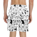 Black And White Dogs Men's Mid-Length Beach Shorts Men's Mid-Length Beach Shorts animal Printed Offshore