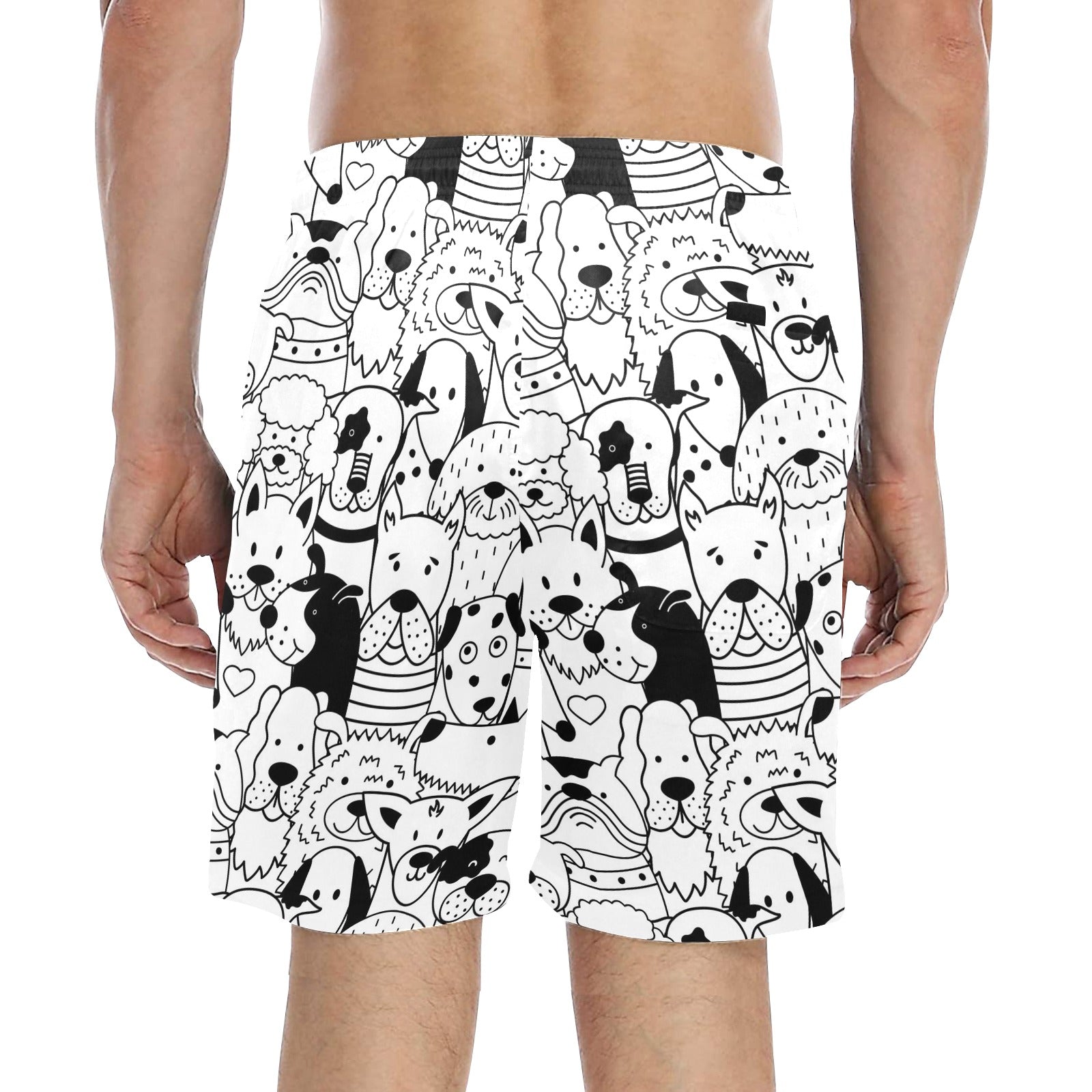 Black And White Dogs - Men's Mid-Length Beach Shorts Men's Mid-Length Beach Shorts animal Printed Offshore