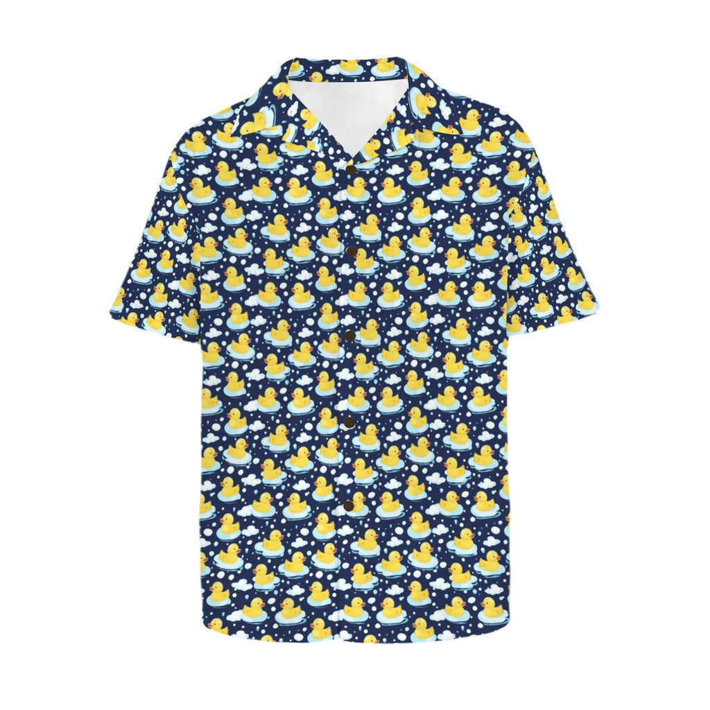 Rubber Ducks On Dark Men's Short Sleeve Hawaiian Shirt