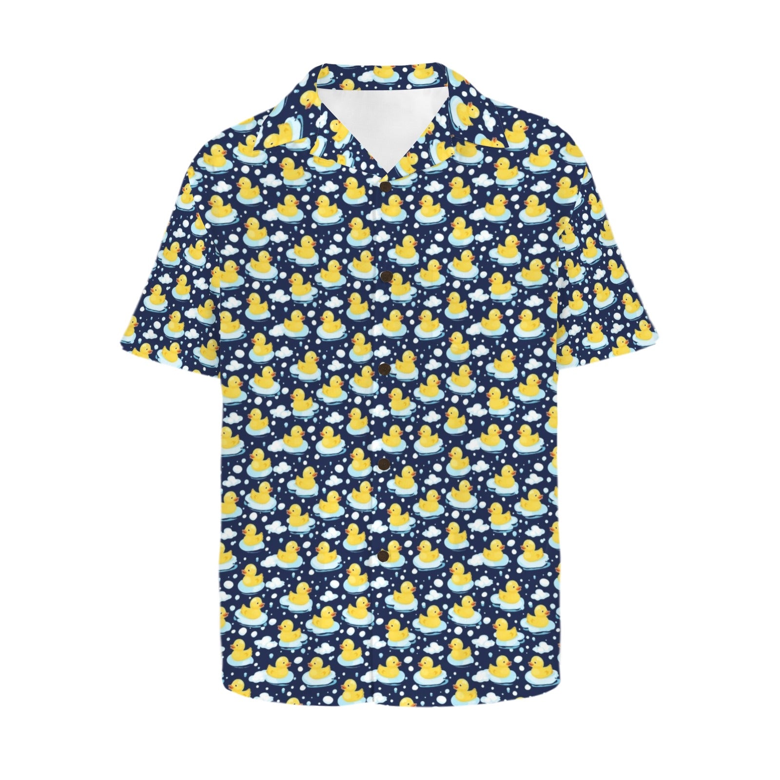 Rubber Ducks On Dark Men's Short Sleeve Hawaiian Shirt