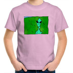 Alien Backing Into Hedge Meme - Kids Youth T-Shirt Pink Kids Youth T-shirt Printed In Australia Sci Fi