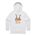 Guitars, Don't Fret - Womens Hoodie White Marle Womens Hoodie Music Positivity Printed In Australia