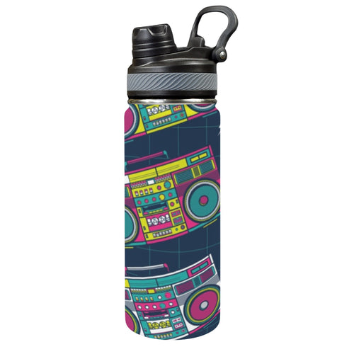 Boombox - Insulated Water Bottle with Dual-Use Lid (18oz) One Size Insulated Water Bottle with Dual-Use Lid (18oz) Music Printed Offshore Retro