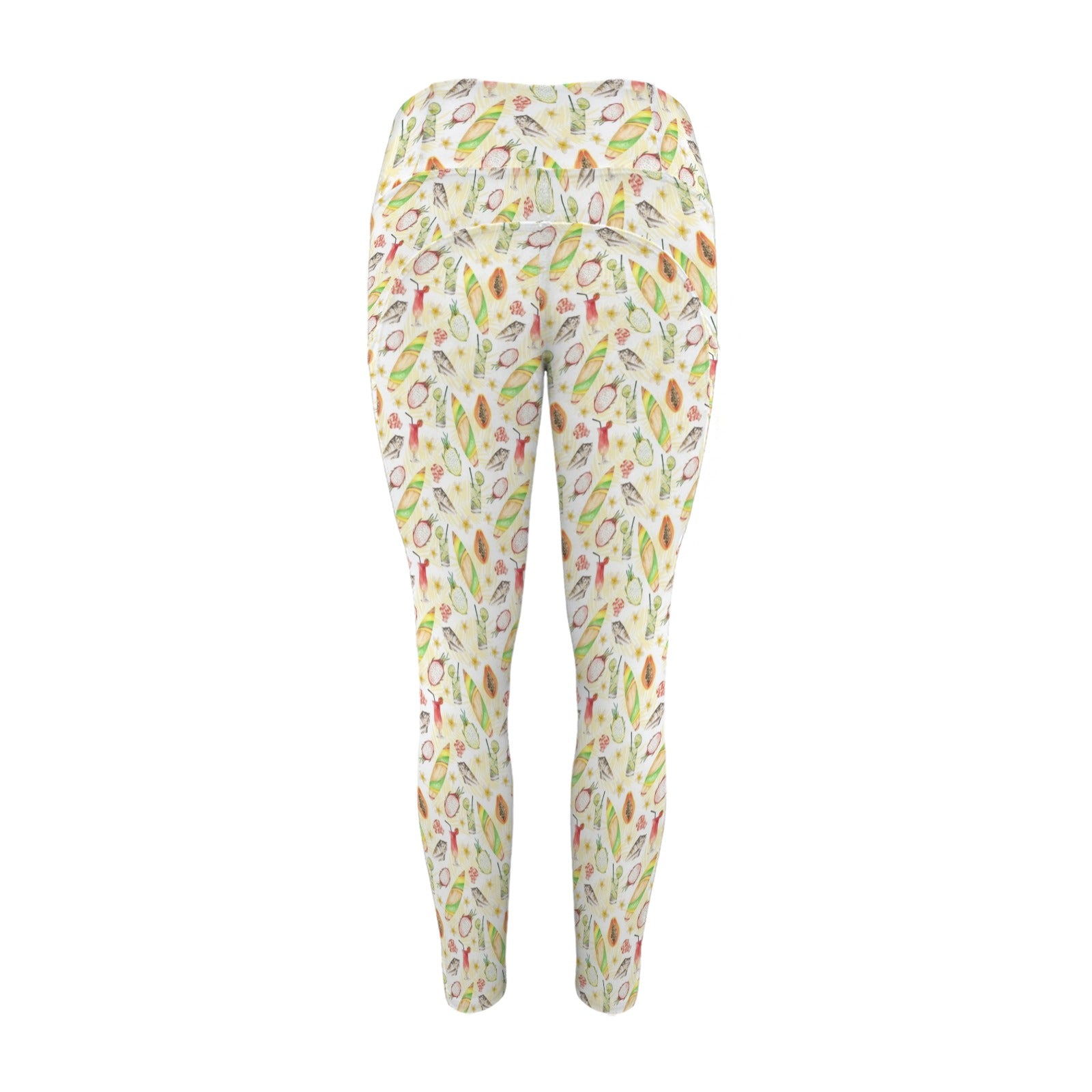 Tropical Surf Women's High Waist Pockets Yoga Leggings Women's High Waist Pockets Yoga Leggings Printed Offshore Surf