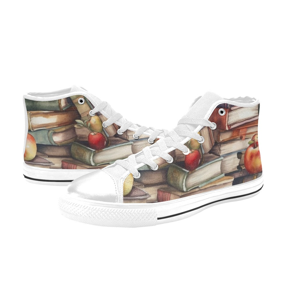 Watercolour Books - Kids High Top Canvas Shoes