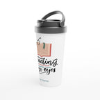 Personalised - Reading Is Dreaming With Open Eyes - White 15oz Stainless Steel Travel Mug Personalised Travel Mug customise Globally Fulfilled personalise