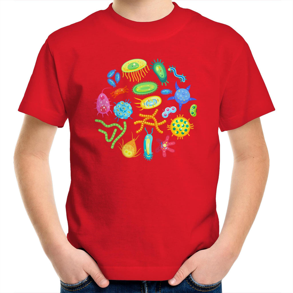 Under The Microscope, Science - Kids Youth T-Shirt Red Kids Youth T-shirt Printed In Australia Science