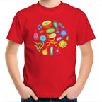 Under The Microscope, Science - Kids Youth T-Shirt Red Kids Youth T-shirt Printed In Australia Science