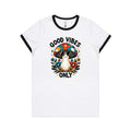 Good Vibes Only, Hippie Mushroom With Sunglasses - Women's Ringer Tee