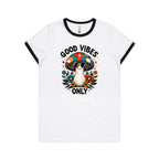 Good Vibes Only, Hippie Mushroom With Sunglasses - Women's Ringer Tee