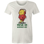 Music On, Worries Off - Womens T-shirt Natural Womens T-shirt Music Printed In Australia