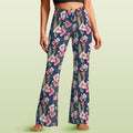 Dark Hawaiian Floral High Waist Crossover Tummy Control Flare Leggings
