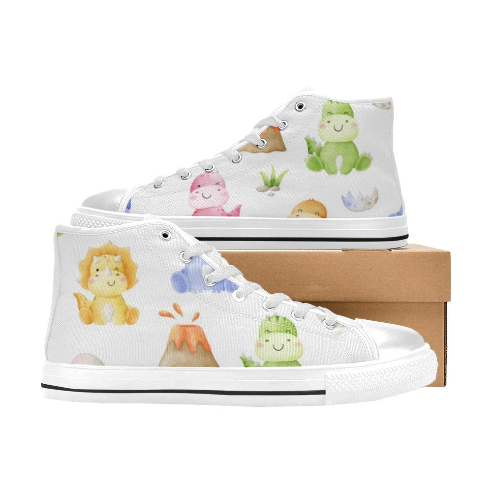 Hatching Dinosaurs - Kids High Top Canvas Shoes
