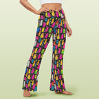Colourful Cats High Waist Crossover Tummy Control Flare Leggings High Waist Flare Leggings animal Printed Offshore