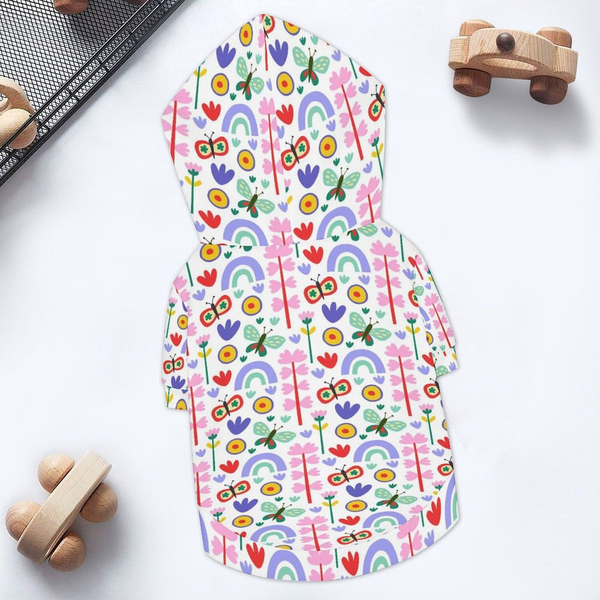 Rainbows And Butterflies Pet Hoodie (Large Size)