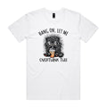 Frazzled Cat, Hang On Let Me Overthink This Men's AS Colour T-shirt White Mens T-shirt animal Printed In Australia