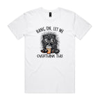 Frazzled Cat, Hang On Let Me Overthink This Men's AS Colour T-shirt White Mens T-shirt animal Printed In Australia